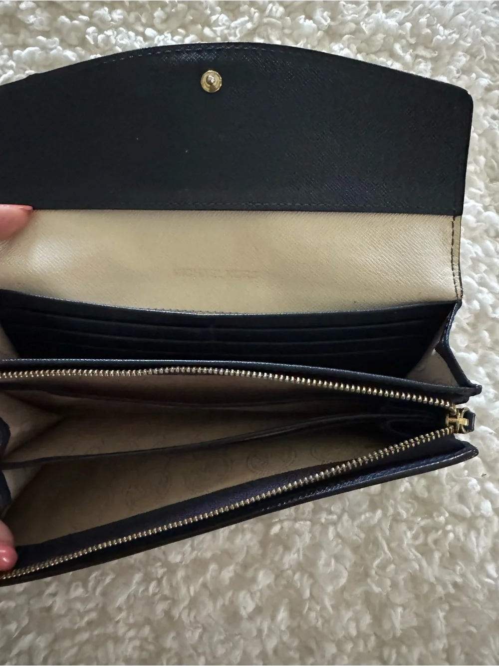 Michael Kors Teal Envelope Wallet with Gold-Tone Button